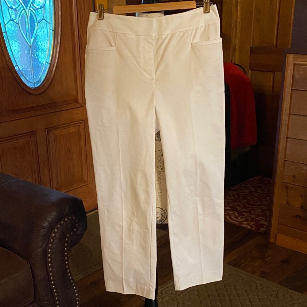 Ann Taylor Factory White Straight Leg Ankle Pants